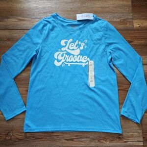 Cat & Jack T-Shirt Girls L Blue Skateboard Long Sleeve